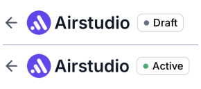 Product status badges showing Draft and Active states