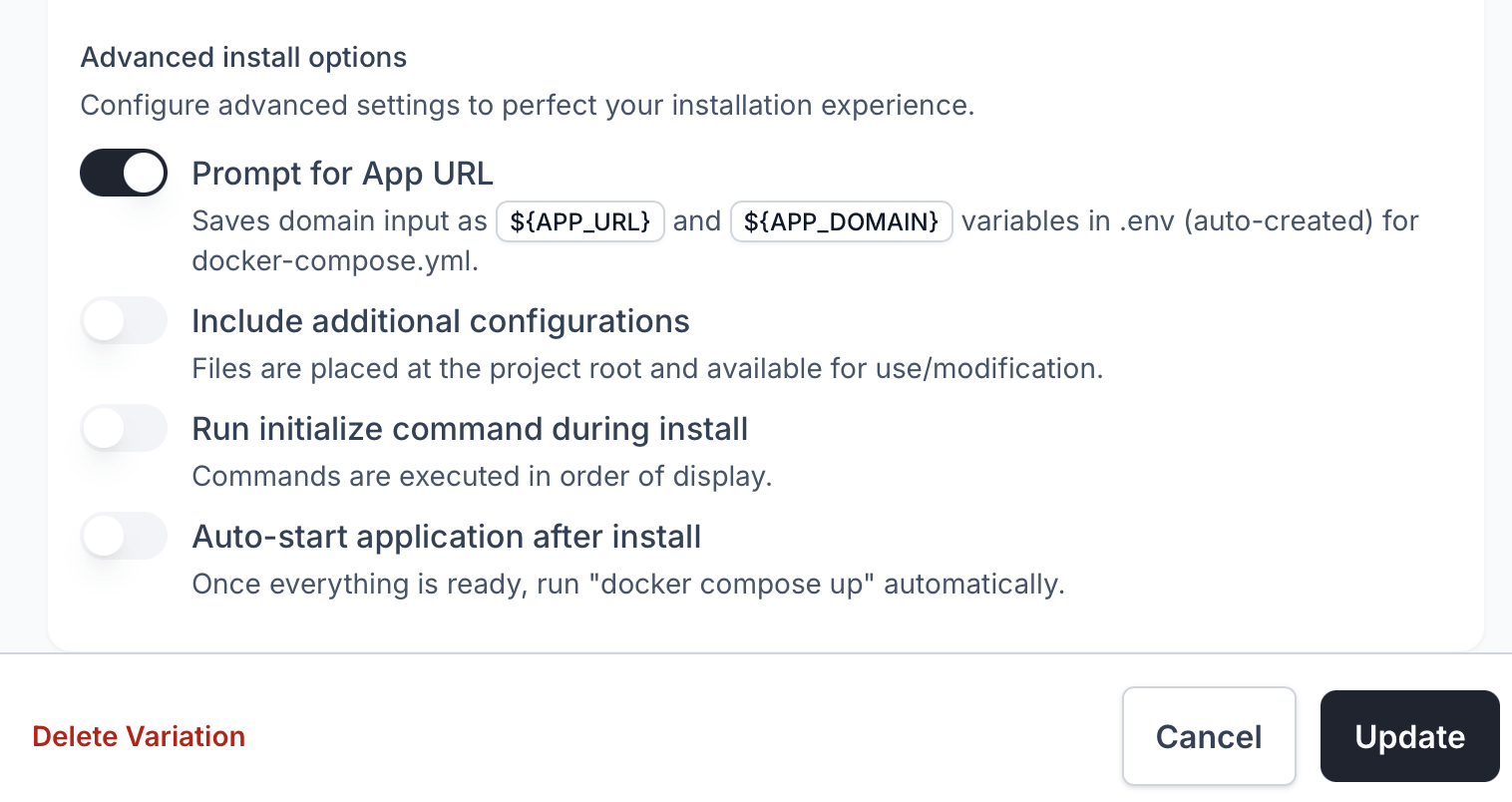 Prompt for install domain toggle switch in the enabled state